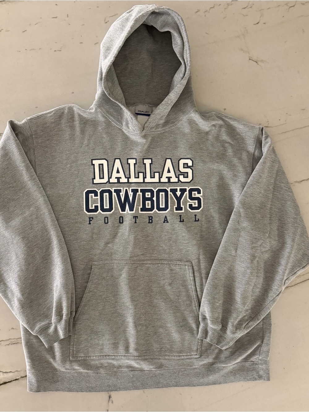 Vintage Dallas Cowboys Football Hoodie Reebok Mens XL Gray Pullover Y2K 90s NFL